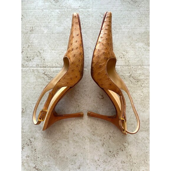 Giuseppe Zanotti Vicini Women's Sz 36.5 Heels Ostrich Leather Slingback Stiletto - Picture 7 of 12